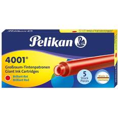 Red Pen Accessories Pelikan 4001 GTP/5 Ink Cartridges for Fountain Pens, Brilliant Red, 1.4ml, 5 Pack 310623