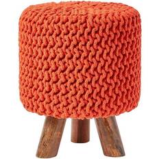 Homescapes Knitted Cotton Tall with Foot Stool