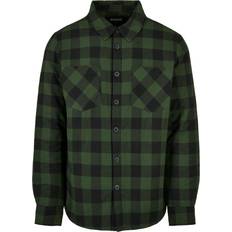 Urban Classics Herren Padded Check Flannel Shirt Hemd, Black/Forest