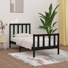 vidaXL black, 90 Solid Wood Bed Frame