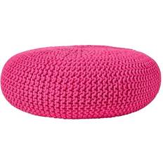 Grey Poufs Homescapes Hot Pink Large Knitted Footstool Pouffe