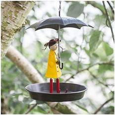 Garden Mile Hanging Chain Girl and Umbrella Bird Feeder Birds