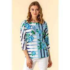 Roman Floral Striped Batwing Top