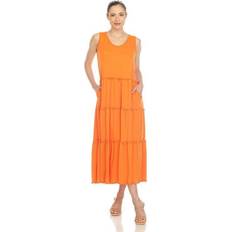 White Mark Women's Midi Dress, Medium, Orange