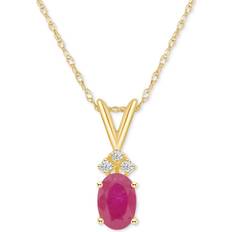 Celebration Gems 14k Gold & Diamond Accent Pendant Necklace, Women's, 18" Red"