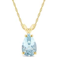 Celebration Gems 14k Gold Aquamarine Teardrop Pendant, Women's, 18" Blue"