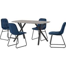 SECONIQUE Sapphire Blue Velvet Athens Concrete Kitchen Chair