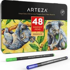 Arteza Inkonic Fineliner Pen Set, 0.4 mm Tips, Set of 48 Colours, Water-Based, Non-Toxic, Fine Tip Colouring Pens for Drawing, Sketching & Mixed Media