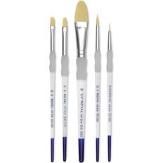 Royal & Langnickel Brush 408548 10014044 Soft Grip Starter Golden Taklon Fiber Paint Brush Set Assorted Size Multicolor 5