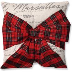 Pillow Perfect Holiday Plaid Bowknot Complete Decoration Pillows Black, White, Natural, Red