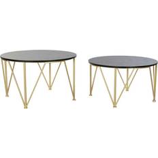 Dkd Home Decor Set of 2 Black Golden Small Table
