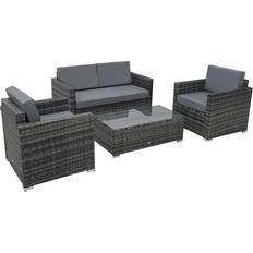 Beige Garden & Outdoor Furniture OutSunny 860-024GY Outdoor Lounge Set, 1 Table incl. 2 Chairs & 1 Sofas