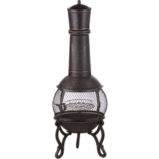 Beliani Modern Charcoal Fire Pit Metal Steel Azteca Chimney