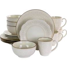 Elama Contessa Embossed Scalloped Dinner Set 16