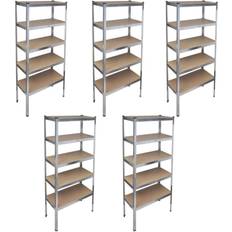 Brown Shelving Systems vidaXL 5x Steckregal Lagerregal Schwerlastregal Regalsystem