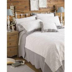 Paoletti Embossed Scalloped Edge Quilted Bedspread White, Grey