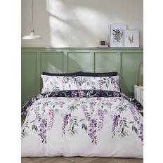 Bed Linen Catherine Lansfield Wisteria Care Reversible Duvet Cover White, Blue