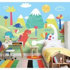 Dinosaur Land Blue Wall Mural 3m 2.4m