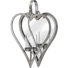 Hill Interiors Small Mirrored Heart Metal/Glass Candle Holder