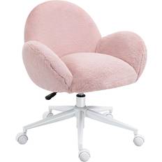 White Chairs Homcom Fluffy Leisure Office Chair 75cm