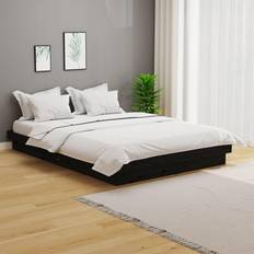 vidaXL black, 140 Solid Wood Pine Bed Frame