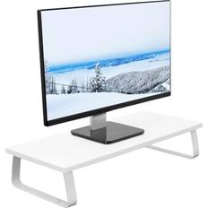 Vivo White Wood 24 Wide Desktop Stand Ergonomic TV Monitor Riser Desk Organizer