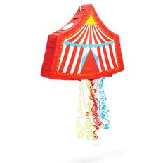 Red Piñatas Small Pull String Circus Tent Pinata for Party Decorations 16.5 x 13 x 3 in