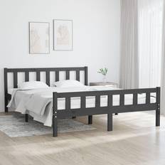 vidaXL grey, 140 Solid Bed Frame Bed Base