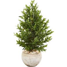 Nearly Natural 3 Olive Cone Topiary Artificial Tree Stone Planter UV 9320