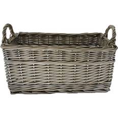Grey Baskets Shallow Antique Wash Unlined Wicker Basket