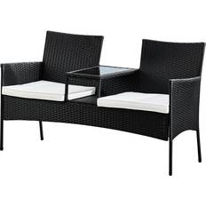 Teamson Home Patio Wicker Bench with Outdoor Lounge Set