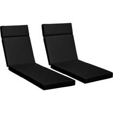 Polyester Chair Cushions OutSunny Set of 2 Lounger Chair Cushions Black