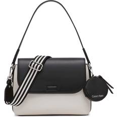 Calvin Klein Millie Small Convertible Shoulder Bag with Striped Crossbody Strap White/Black