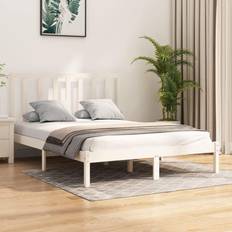 vidaXL white, 140 Solid Wood Pine Bed Frame