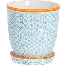 Nicola Spring 20cm Hand Printed China Plant Pot with Saucer