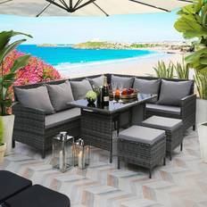 Beige Garden & Outdoor Furniture Easy Imex Bideford Rattan Corner Outdoor Lounge Set