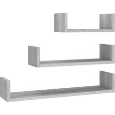 vidaXL grey sonoma, 3 Wall Shelf