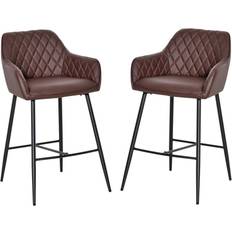 Footrest Bar Stools Homcom Retro Style Brown Bar Stool 93cm 2pcs