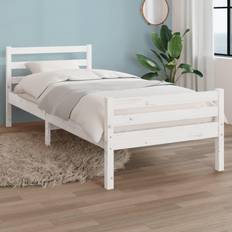 vidaXL Bed Frame White Solid 3FT Single