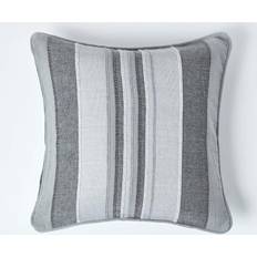 Homescapes 45 Morocco Striped Cotton Cushion Cover Grey (45x45cm)