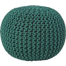 Pink Poufs Homescapes Forest Green Round Knitted Pouffe