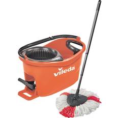 Vileda turbo mop Vileda Turbo EasyWring & Clean Complete Mop and Bucket with Power Spinner, Coral