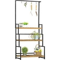 Hanging Pots & Planters OutSunny 3 Tiered Plant Stand with Hooks, Flower Rack Balcony