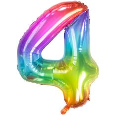 Horror-Shop Folienballon Zahl 4 Regenbogen für Helium & Luft