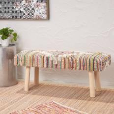 White Settee Benches GDF Studio Stephanie Handcrafted Settee Bench