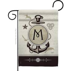 Breeze Decor 80195 Nautical M Monogram 2-Sided Impression Garden Flag