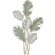 Dkd Home Decor Metal White Green Modern Leaf of a plant 57 103 Wall Decor