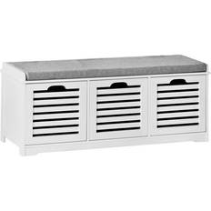 Polyester Storage Benches SoBuy 3 Grilled White Storage Bench 105x43cm