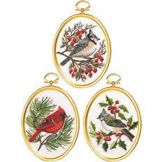 Janlynn Embroidery Kit 3"X4" Set of 3-Winter Birds-Stitched In Floss