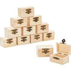 Juvale 12 Pack Small Unfinished Wood Treasure Boxes with Front Clasp, Bulk Set for DIY Crafts 2.3 x 1.5 In